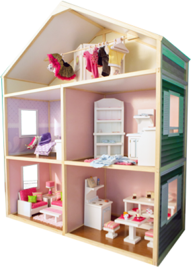 Country French - My Girl's Dollhouse For 18'' Dolls - Country French (583x539), Png Download