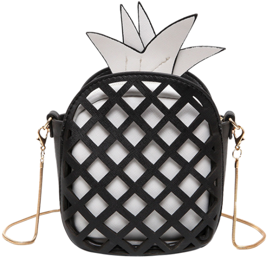 Funny Pineapple Shaped Crossbody Bag - Sac Ananas Noir (558x744), Png Download