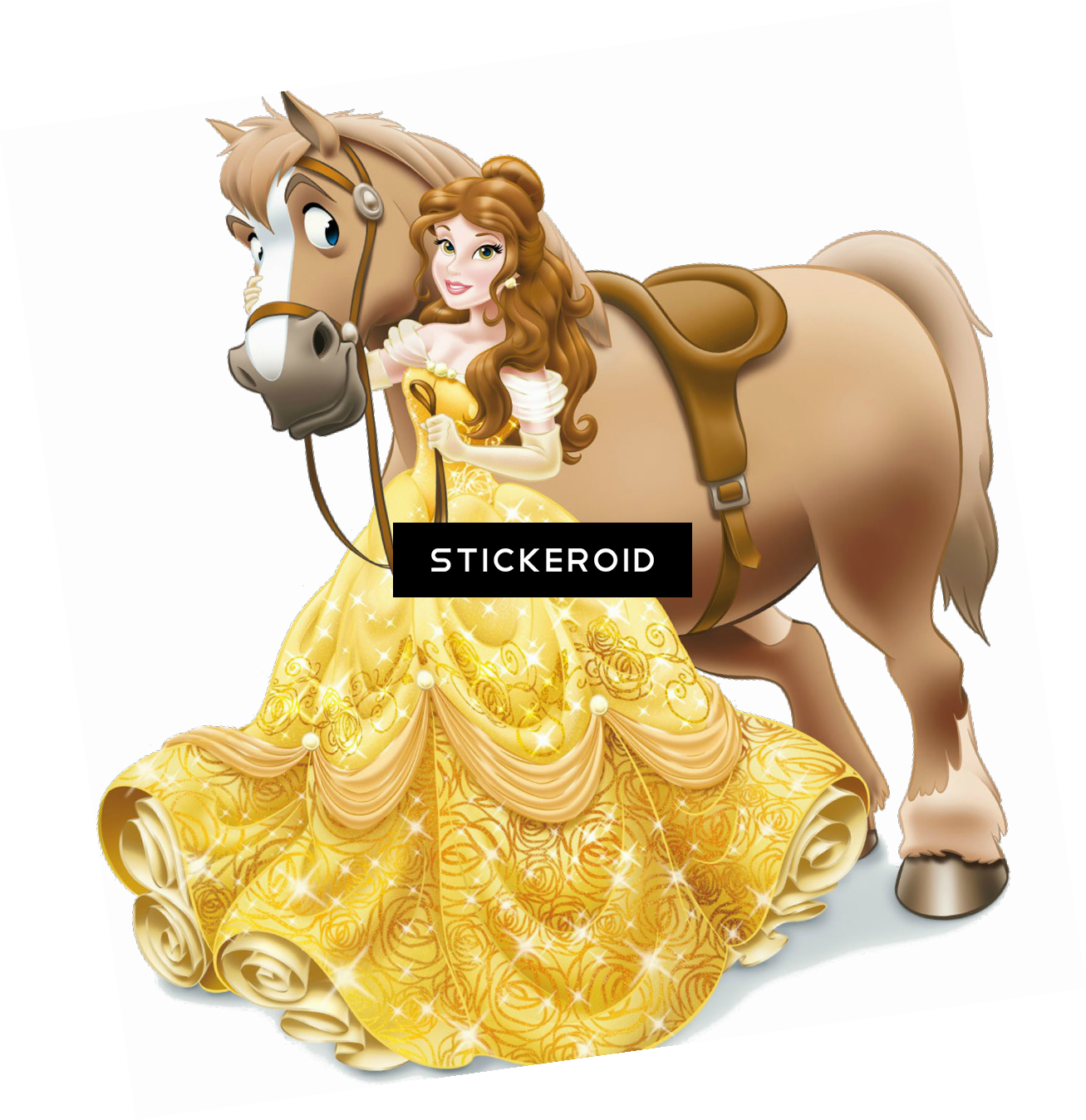 Belle And Beast Beauty Disney The - Belle Disney Princess With Horse (1307x1348), Png Download