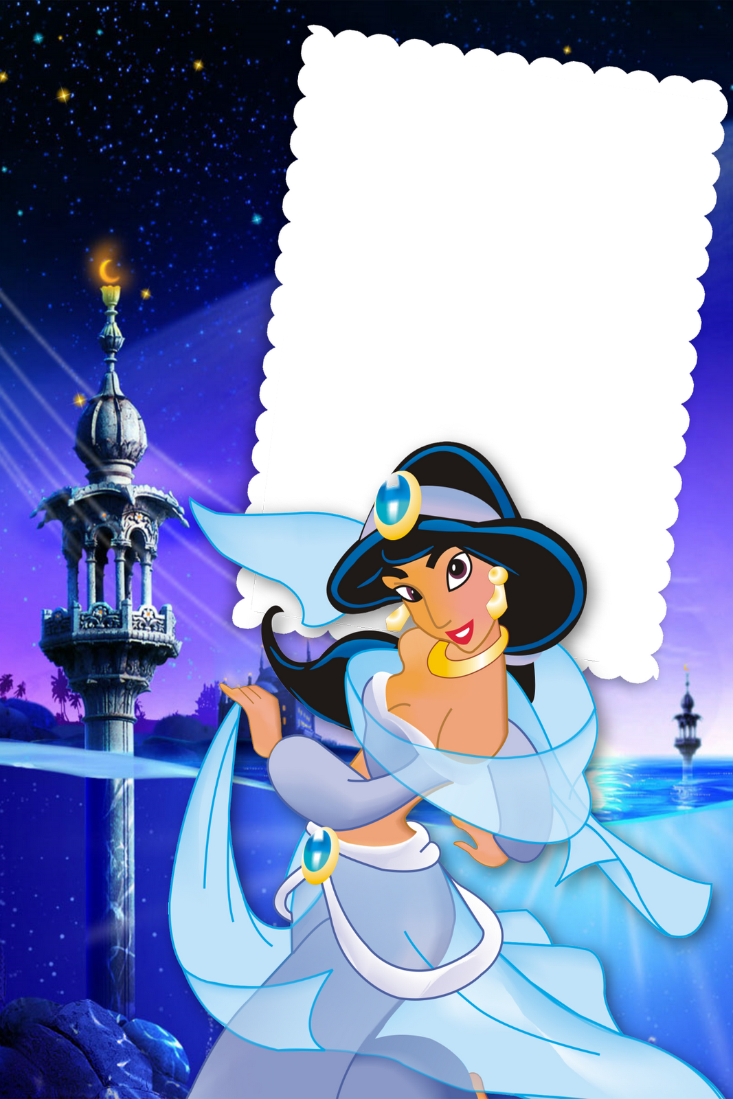 Frame Png Marcadores Flores Png Molduras E Frames Png - Princess Jasmine (1067x1600), Png Download