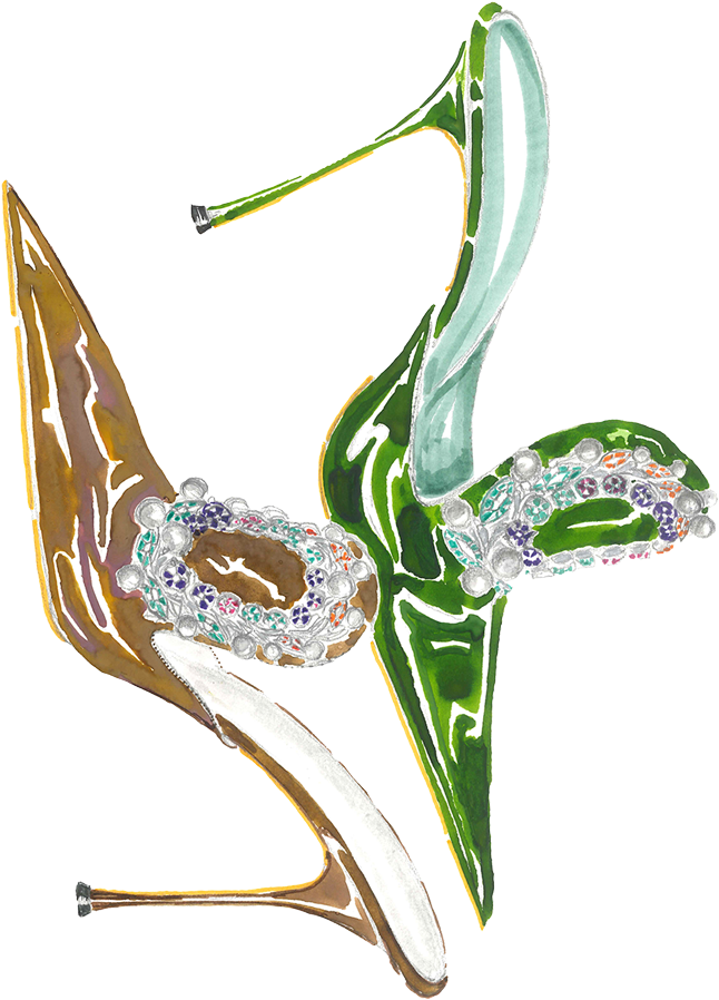 Like Crowns, The Delicate Wreaths Adorn The Luxurious - Manolo Blahnik (1200x900), Png Download