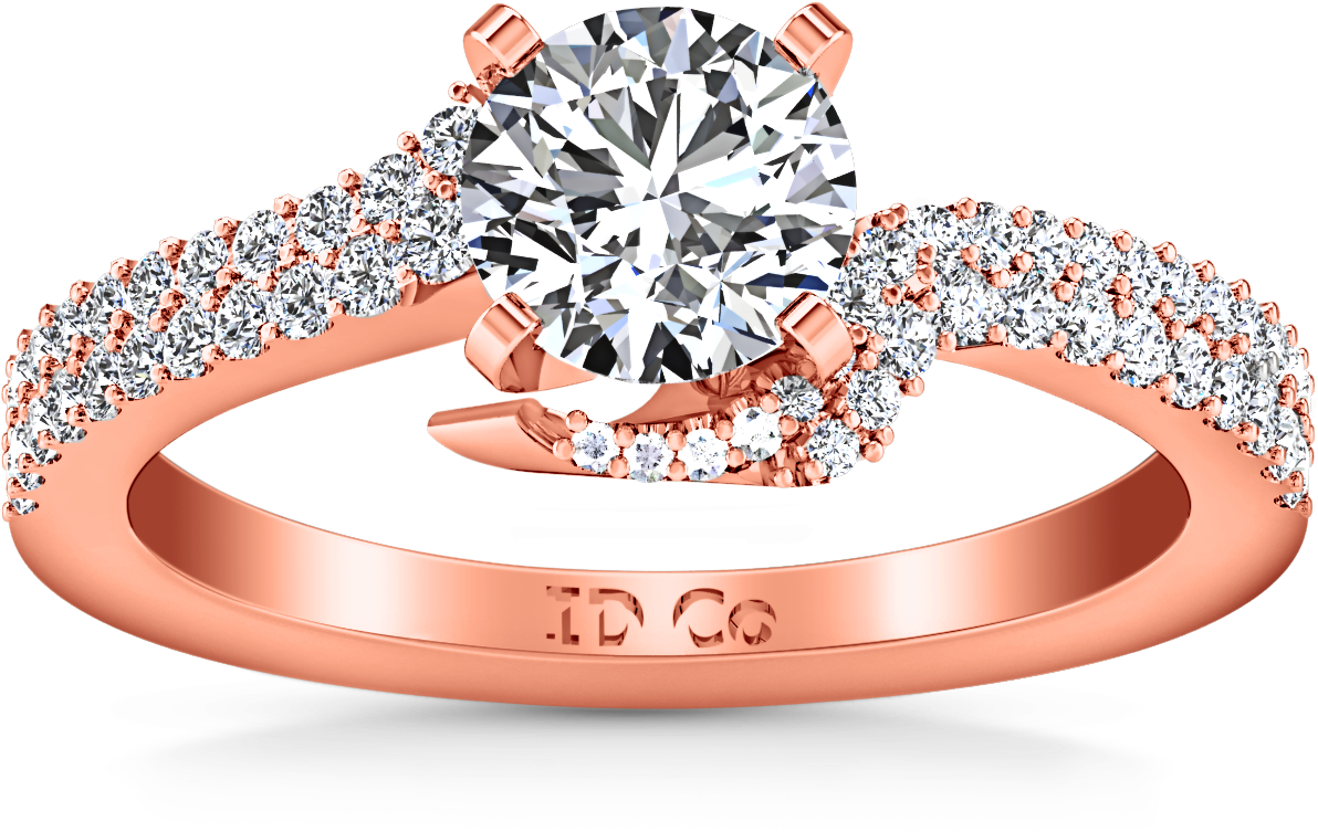 Pave Engagement Ring Amber 14k Rose Gold - Pave Round Diamond Engagement Ring Amber 14k White (1440x1440), Png Download