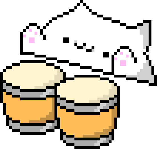 Bongo Cat - Bongo Cat Pixel Art (580x530), Png Download