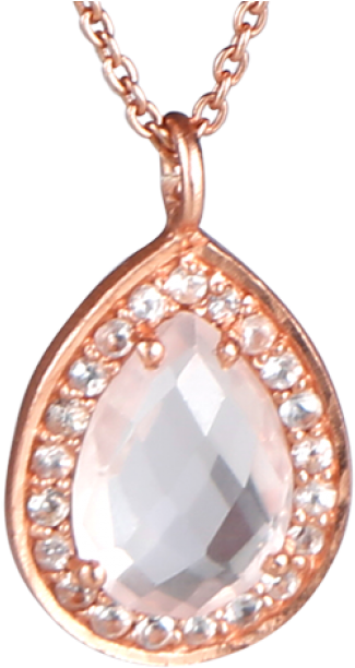 Feminine Necklace In Rose Gold Plated Silver With Rose - Silver (650x650), Png Download