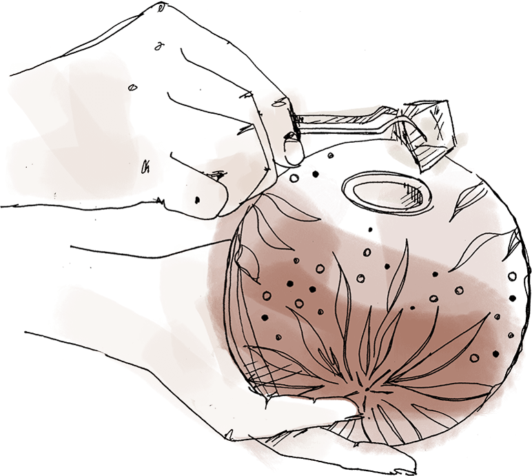 After Baking, The Ball Is Delicately Polished And The - Sketch (772x690), Png Download