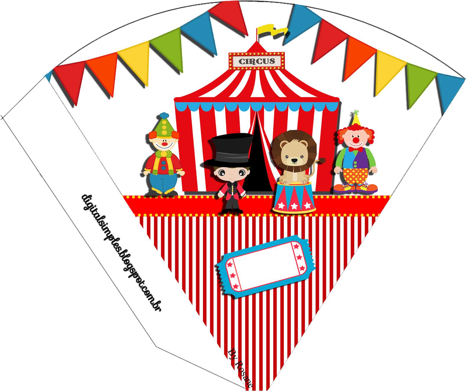 Cone Para Guloseimas Tema Circo - Personalizados Circo Para Imprimir (1600x1334), Png Download