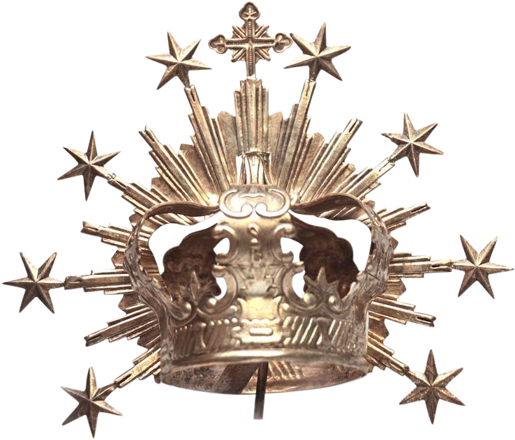 Rare Antique Nineteenth Century Belgian Silvered Santos - Halo Crown (737x737), Png Download
