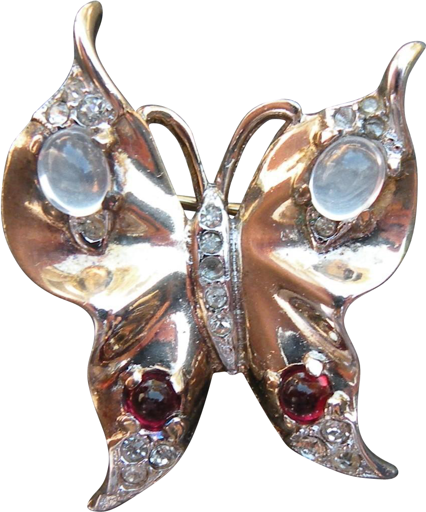 Crown Trifari Jelly Belly Rare Butterfly Pin Silver - Brooch (1016x1016), Png Download