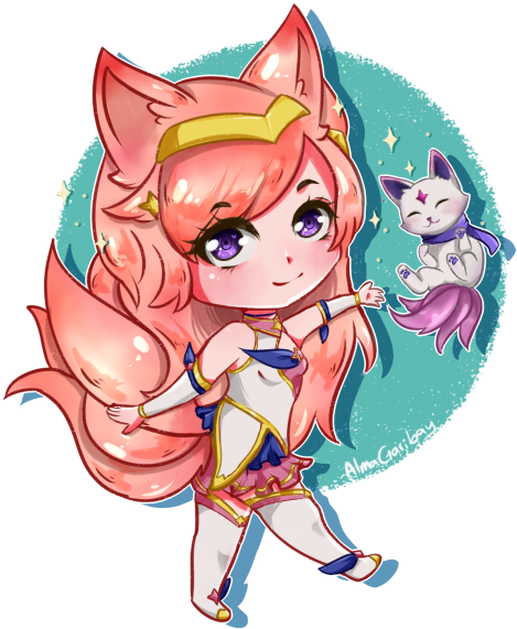 Chibi Star Guardian Ahri By Almagkrueger Hd Wallpaper - Lol Chibi Star Guardian (517x700), Png Download