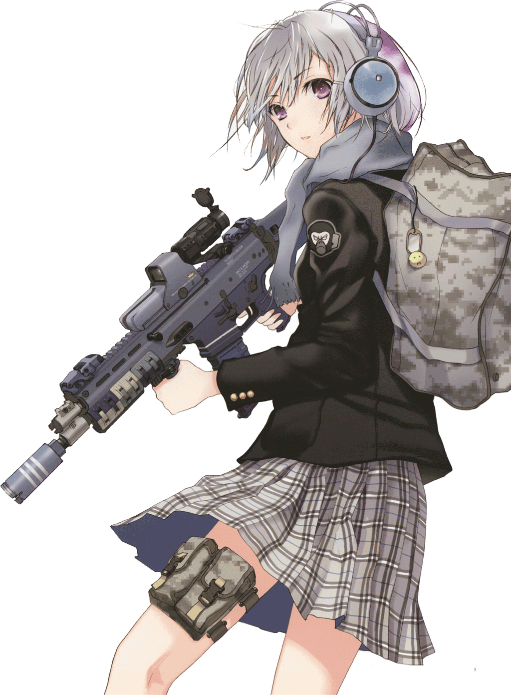 Report Abuse - Anime Girl Fighter With Gun (1024x1392), Png Download