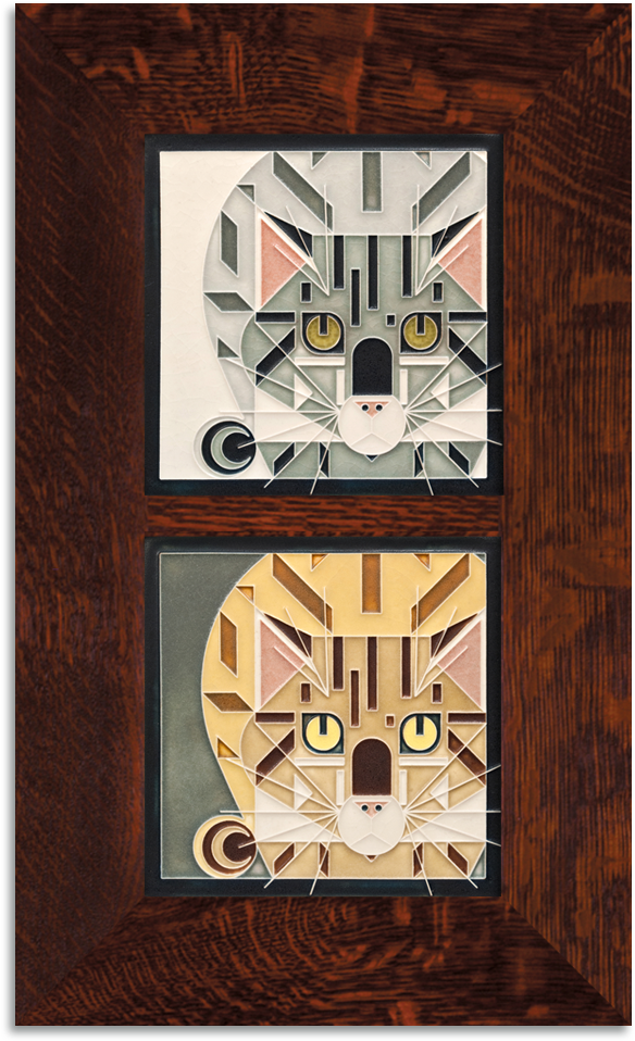 Charley Harper Double Catnip Framed Set, Oak Finish - Home Door (1000x1000), Png Download