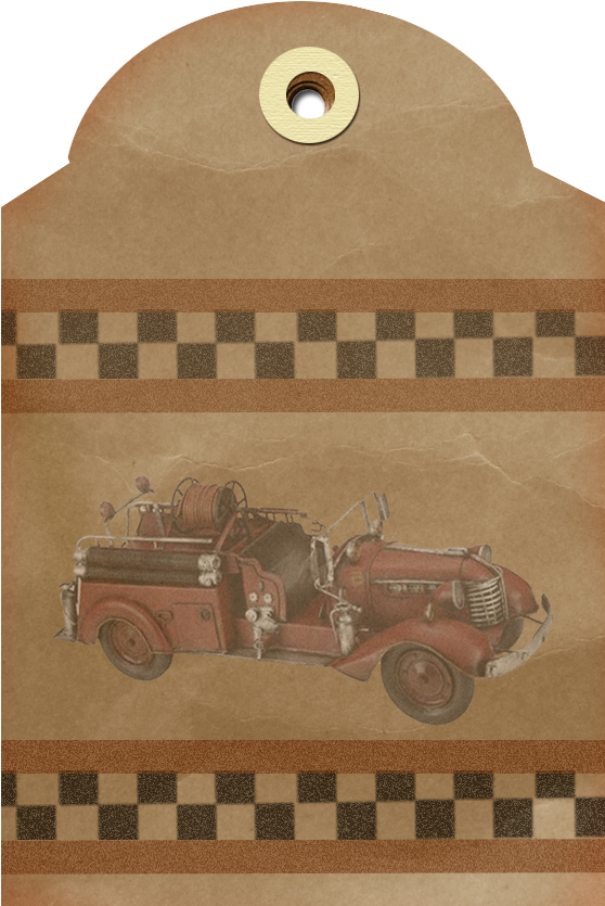 Free Vintage Fire Truck Digi Scrapbook Tag - Clip Art (618x872), Png Download