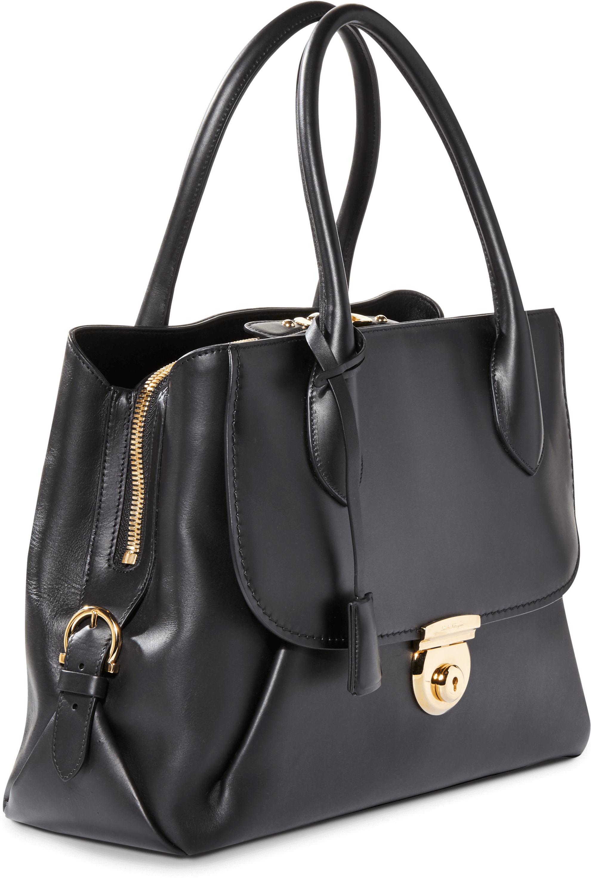 Fiamma Tote Salvatore Ferragamo - Black Leather Coach Purse (2058x3000), Png Download