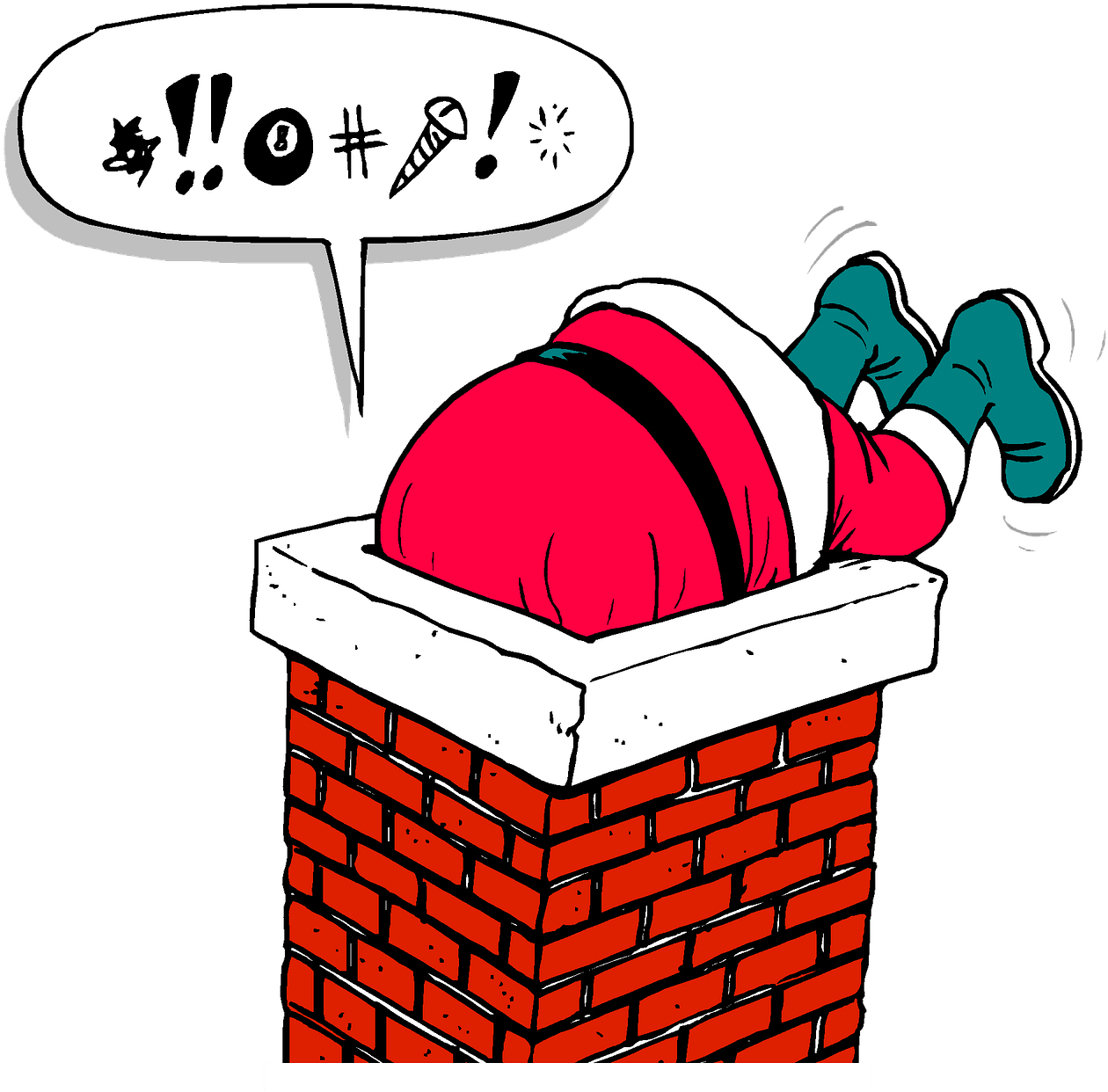 Santa Chimney - Humorous Santa Greeting Card (1280x1250), Png Download