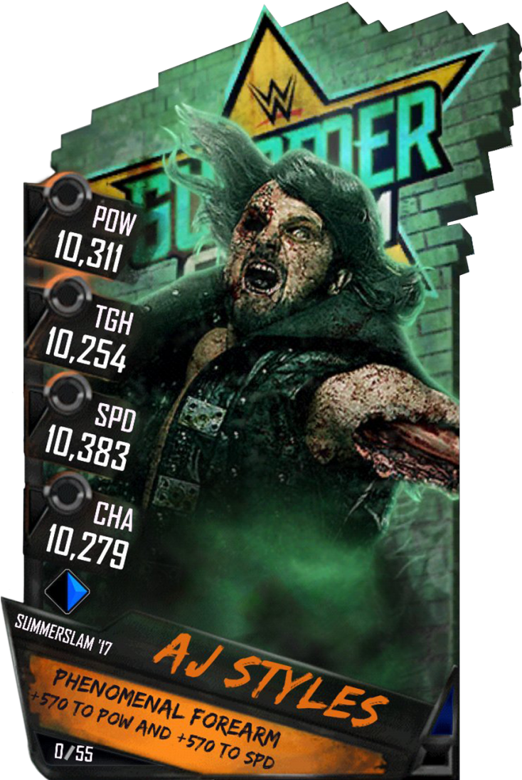 Ajstyles S3 15 Summerslam17 Ringdom Zombie - Wwe Supercard Zombie Cards (733x1158), Png Download