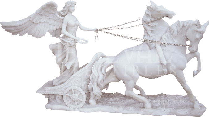 Marble Nike On Chariot Statue - Nike, Greek Goddess Of Victory On Chariot Statue (675x675), Png Download