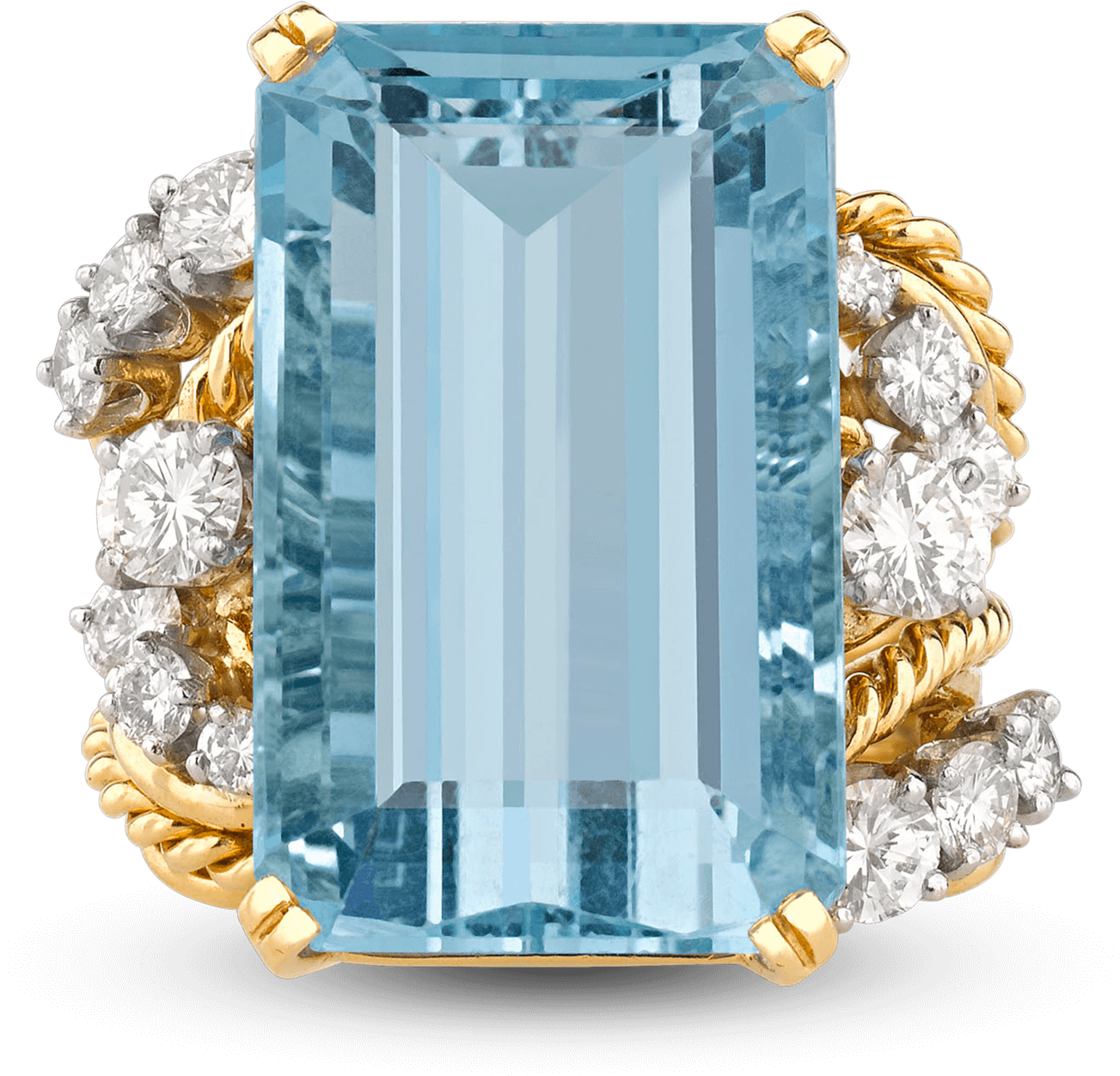 Aquamarine And Diamond Ring, - Aquamarine And Diamond Ring, 23.30 Carats (1400x1750), Png Download