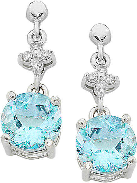 9ct White Gold Aquamarine And Diamond Earrings - White Gold Aquamarine & Diamond Earrings (606x774), Png Download