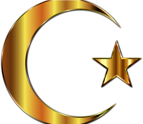 Islam Clipart Moon Stars - Golden Moon And Star (640x480), Png Download