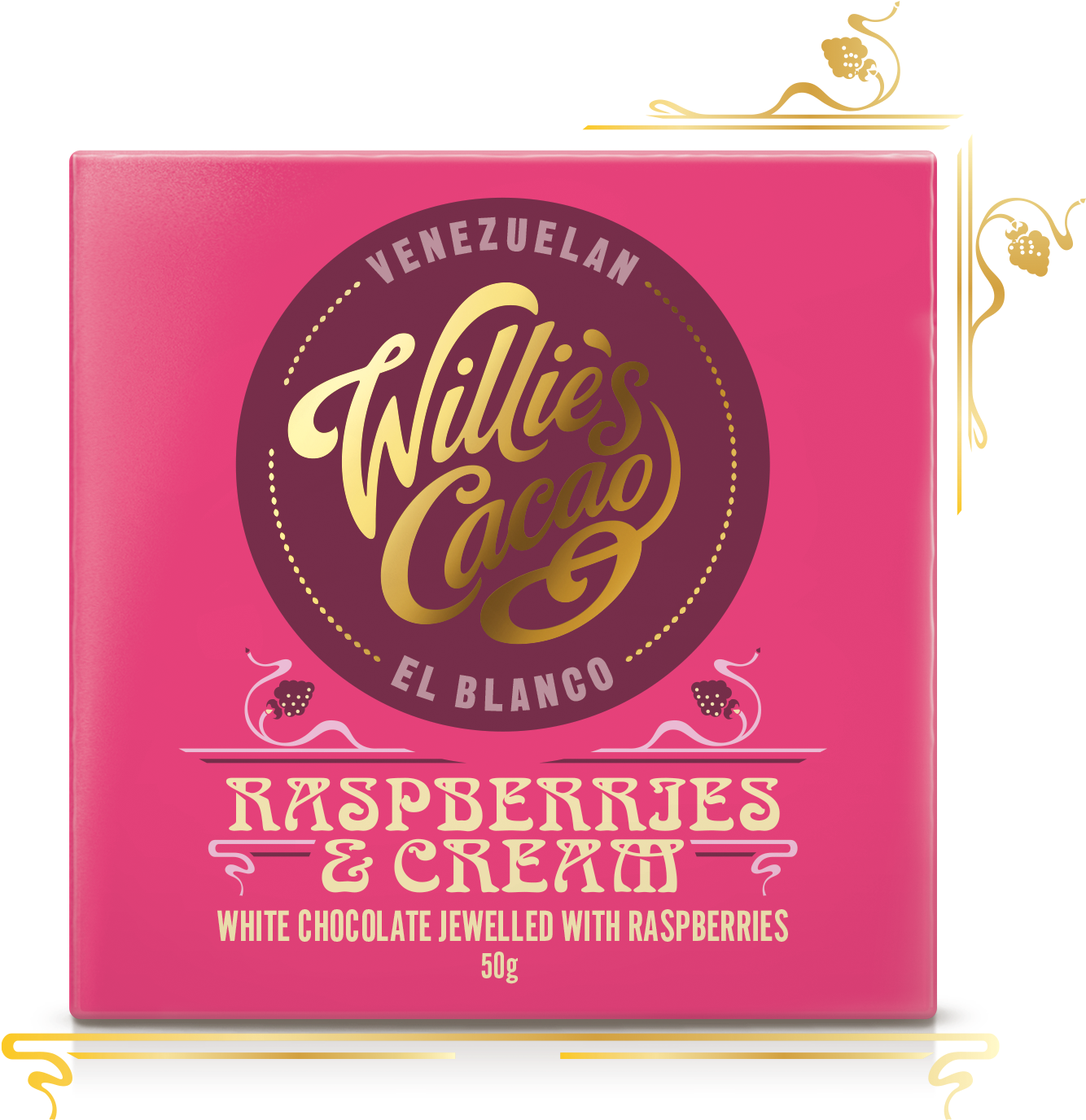 Raspberries And Cream, White Chocolate Raspberries - Willies Cacao Willie's Raspberry & Cream White (1654x1654), Png Download