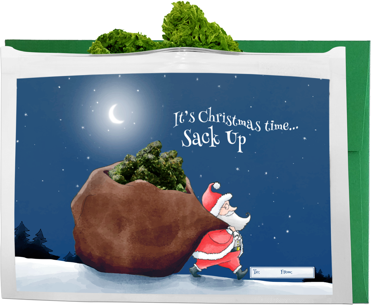 Holiday Greeting Gift Bag - Christmas Night Santa Gifts Print Linen Pillowcase (1250x1031), Png Download