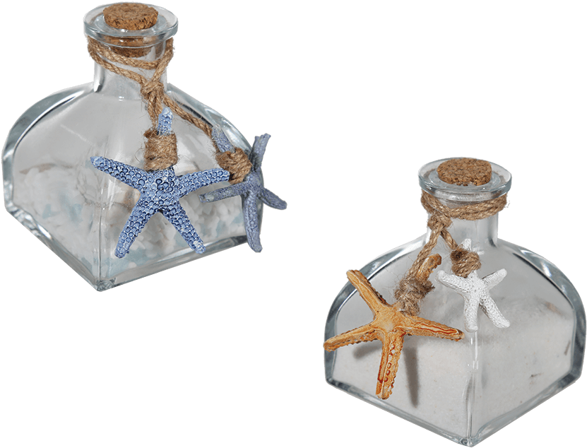 Square Glass Bottle With Cork Lid - Out Of The Blue Deko Glasflaschen 2er Set Für Maritime (945x709), Png Download