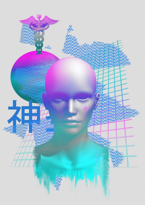 Yaappssee Purple Aesthetic, Aesthetic Art, Vapor Art, - Vaporwave (500x707), Png Download