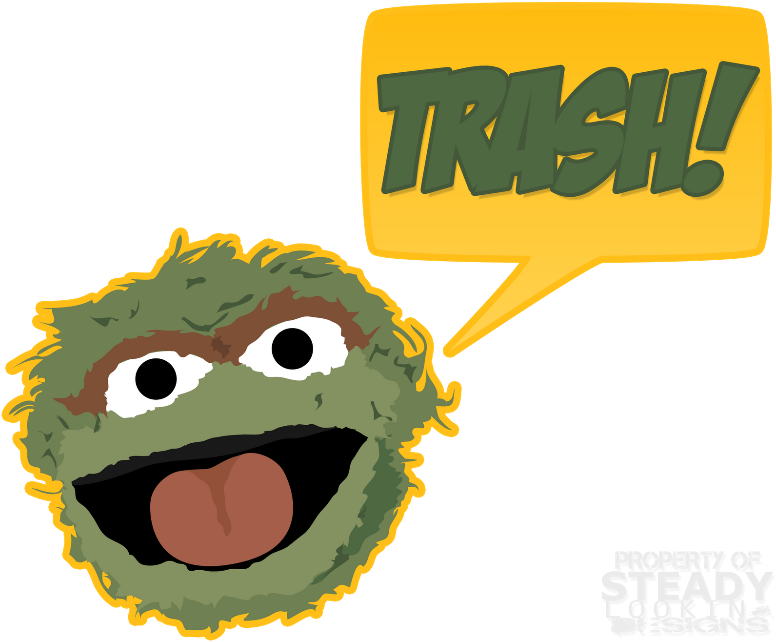 Steady Looking Designs Oscar The Grouch - Oscar The Grouch Vector (1600x1342), Png Download