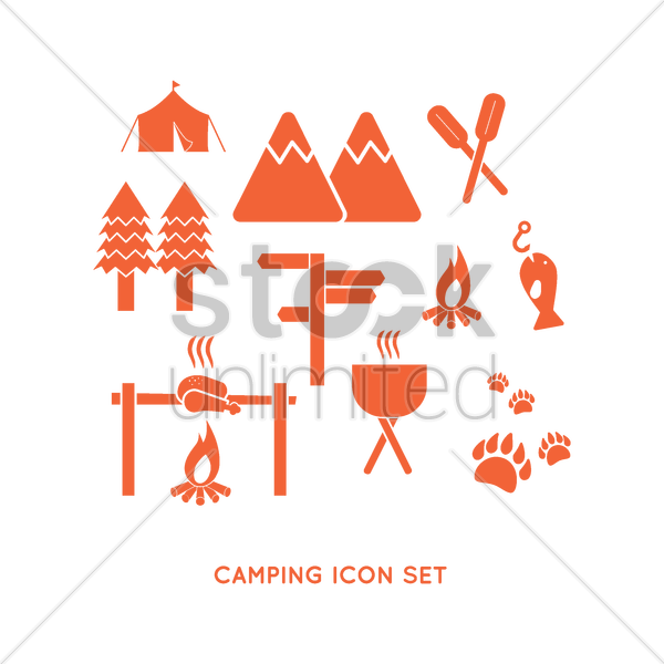Camping Icon Set V矢量图形 - Vector Graphics (600x600), Png Download