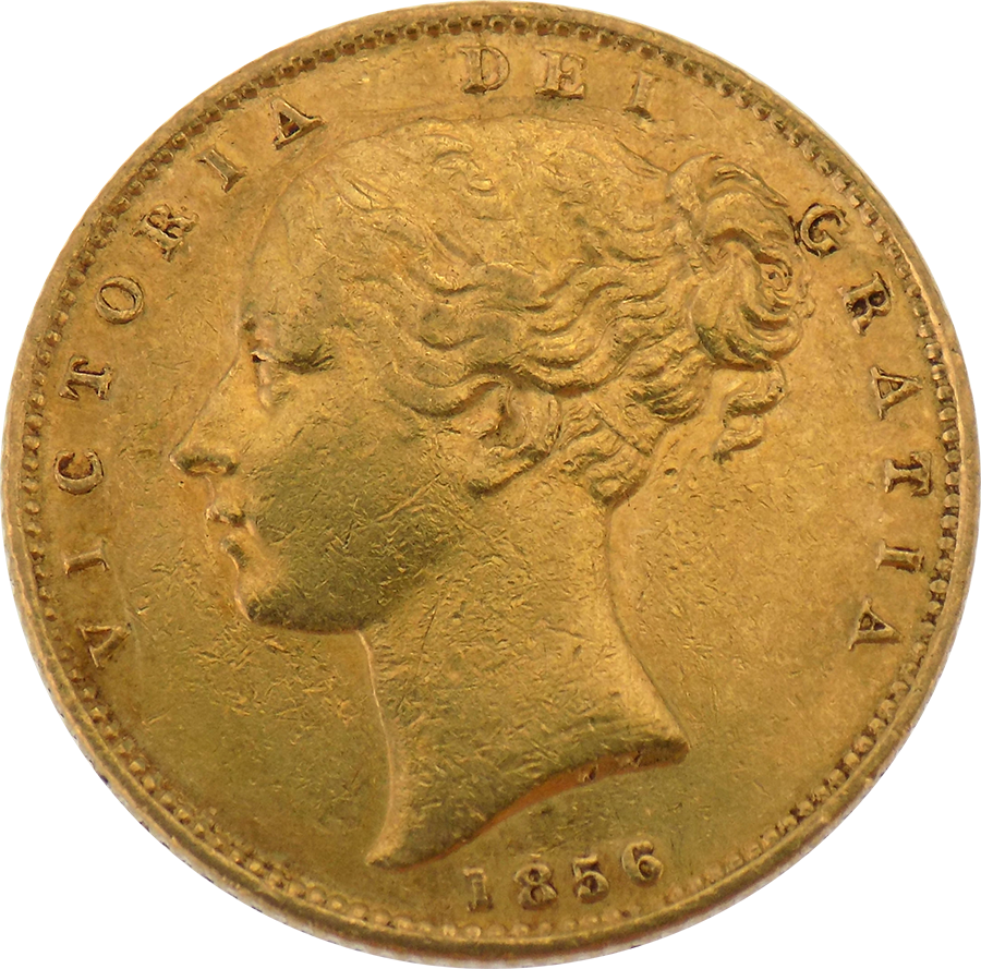 Pre-owned 1856 London Mint Victoria Shield Full Sovereign - Sovereign (900x889), Png Download