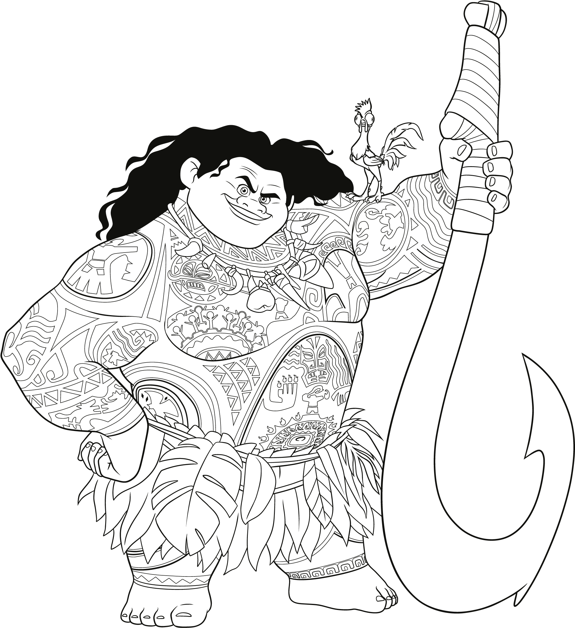 Maui Moana Colouring - Kit Sello Disney Infantil - Vaiana - 6 Uds (2049x2222), Png Download