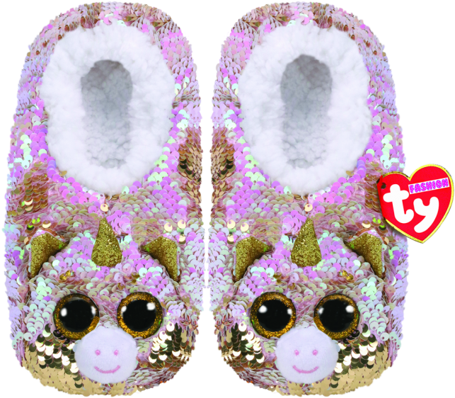 Fantasia The Multicoloured Unicorn Sequin Slippers - Beanie Boo Sequin Backpack (650x569), Png Download