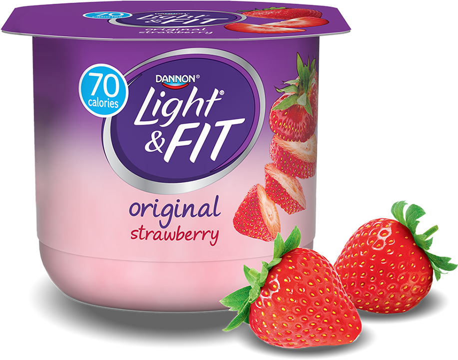Strawberry Nonfat Yogurt - Light & Fit Yogurt, Nonfat, Strawberry - 5.3 Oz (1140x810), Png Download