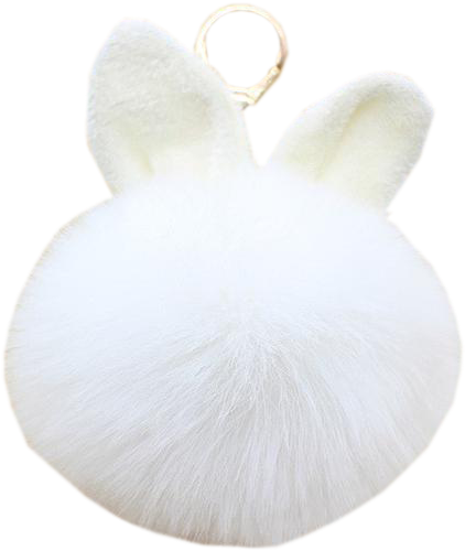 Bunny Ear Pom Pom Keychain - Locket (600x600), Png Download