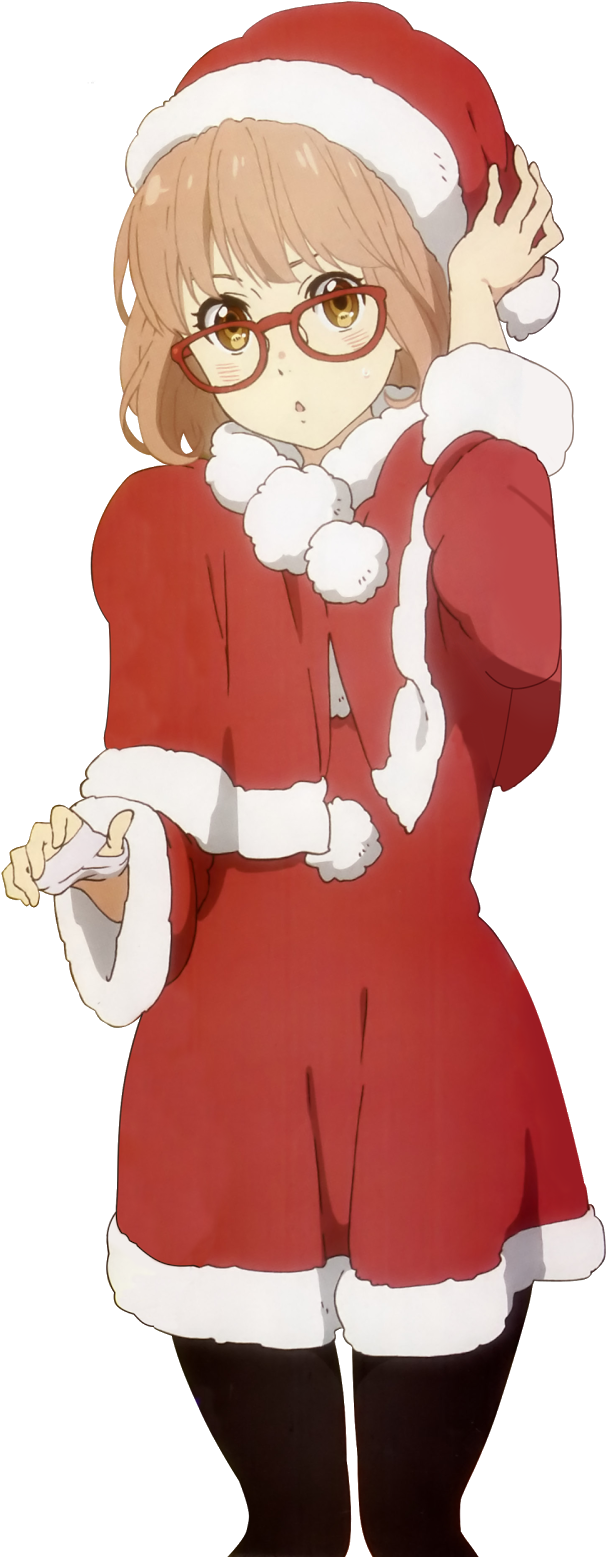 Photo Arte De Anime, Conejitos, Imagenes Kawaii, Dibujos - Kyoukai No Kanata Navidad (718x1600), Png Download