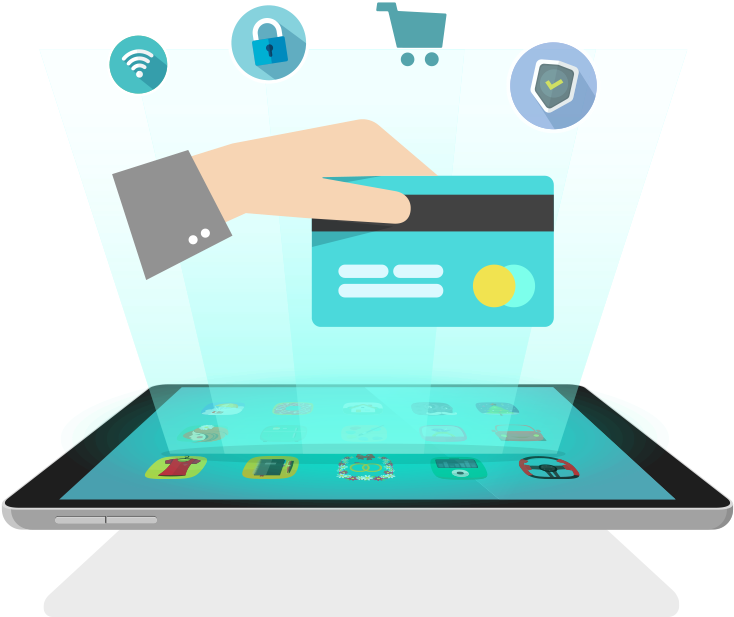 Custom Illustration Of A Hand Holding A Credit Card - E-commerce (848x800), Png Download