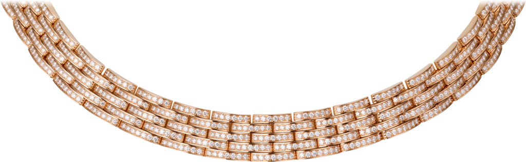 Maillon Panthère Thin Necklace, 5 Diamond-paved Rowspink - Maillon Panthère Thin Necklace 5 Diamond Paved Rows (1024x317), Png Download