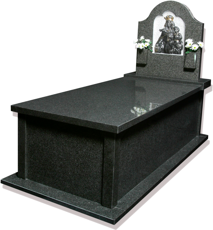 Panteón En Granito Negro Sudáfrica Con Escultura De - Bed Frame (978x1030), Png Download