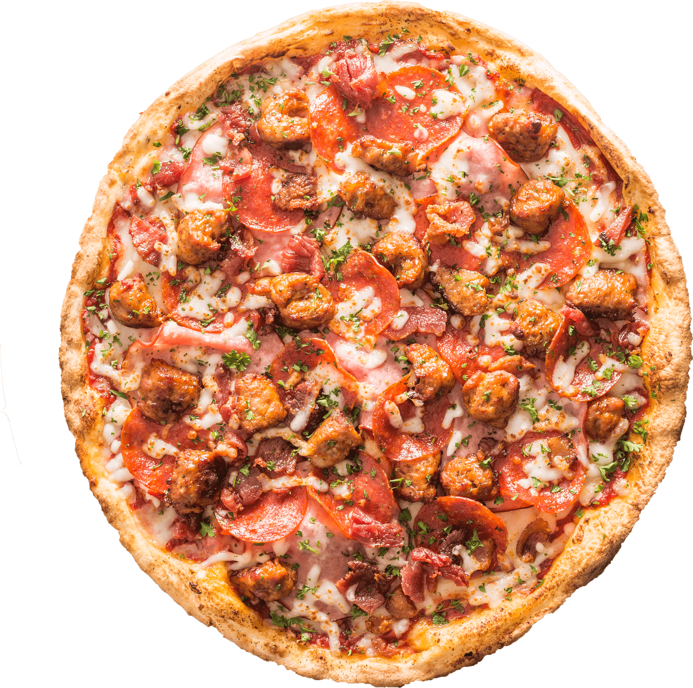 Pepperoni, Canadian Bacon, Italian Sausage, Crispy - California-style Pizza (2916x2888), Png Download