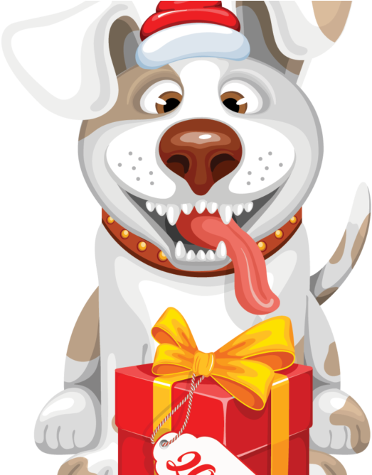 New Year Gift With Dog Vector - Vector Graphics (668x668), Png Download