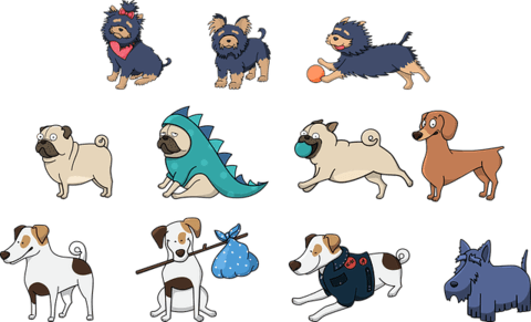 Set 2 Of Cute Dogs Vector - Cute Animal Stickers Printable (480x291), Png Download