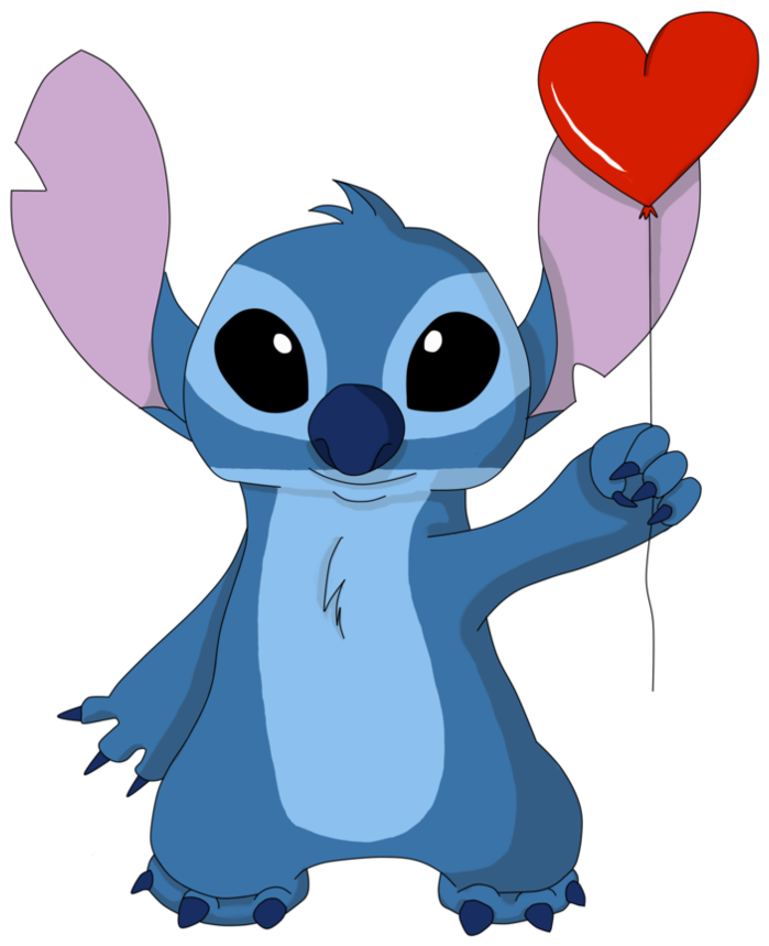 Stitch Holding Heart Balloon - Lilo And Stitch Cyborg (894x894), Png Download