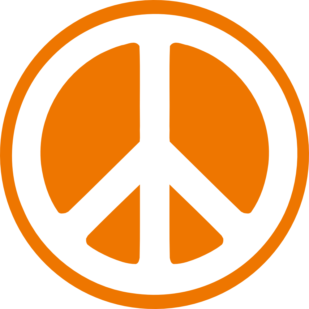 Hippie Symbol - Peace And Love Orange (999x999), Png Download