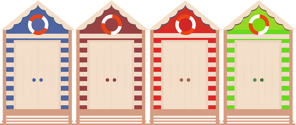 The Beach Huts On Little Dripping Beach Are Opening - Reihe Der Bunten Strand-hütten Napf (960x405), Png Download