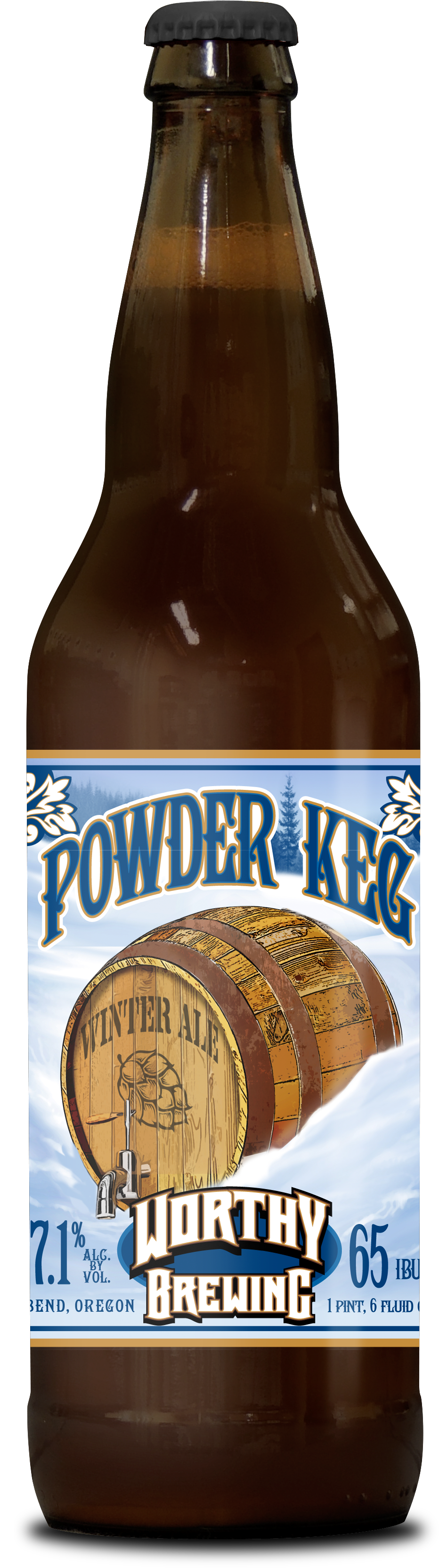 Worthy Brewing Releases Powder Keg Winter Ale - Beer Bottle (932x3323), Png Download