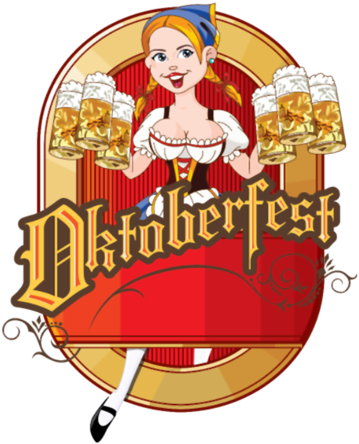 Oktoberfest Cartoon Pin Up Blond German Beer - German Oktoberfest Designs (790x691), Png Download