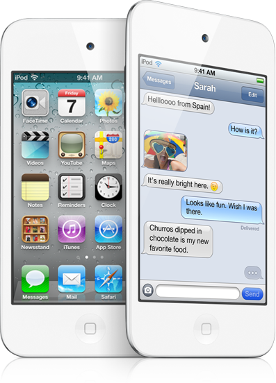 Ipod Touch 4 White (397x552), Png Download
