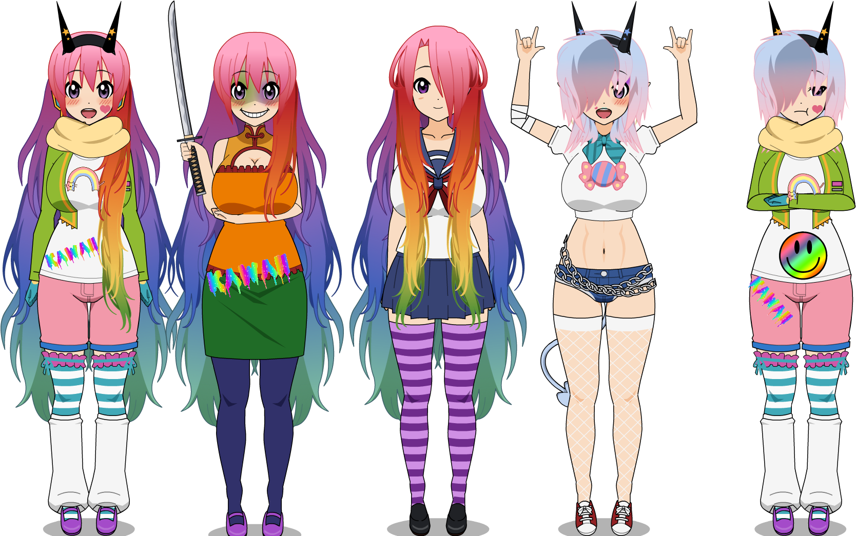 Rainbow Party Girl - Cartoon (1730x1110), Png Download
