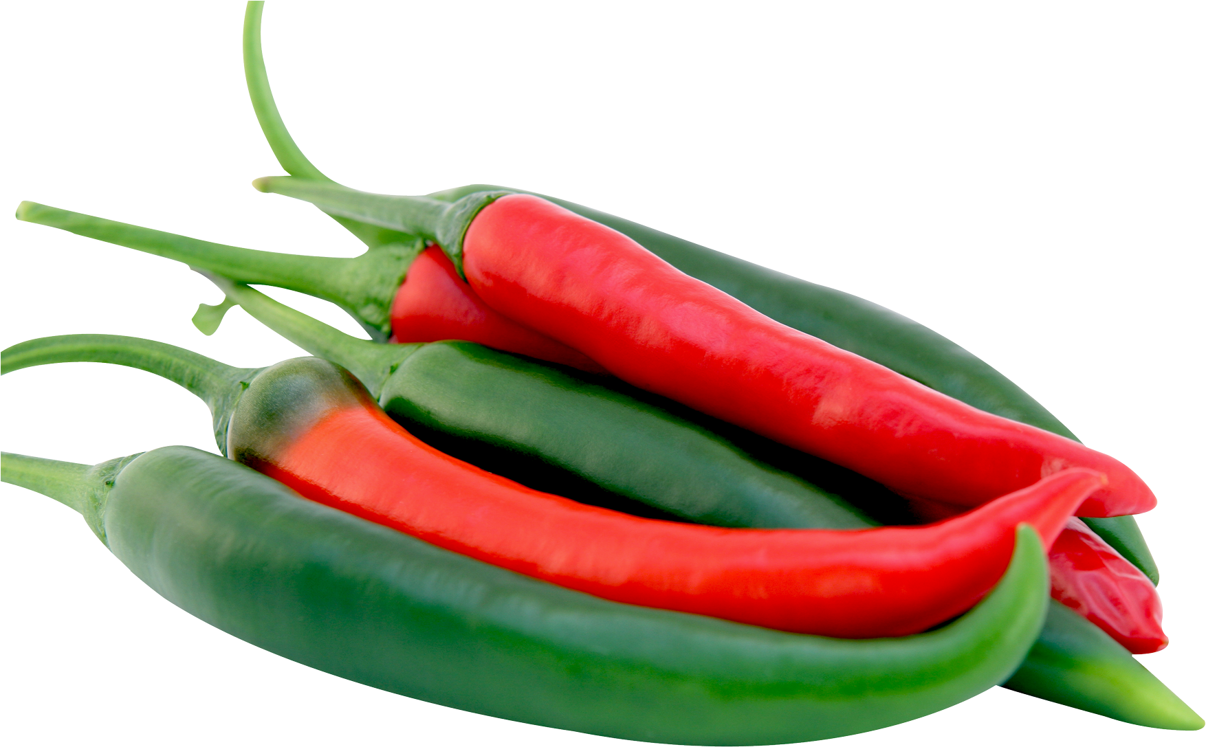 Red And Green Chilli Peppers Png Image - Green And Red Chilli (1799x1141), Png Download