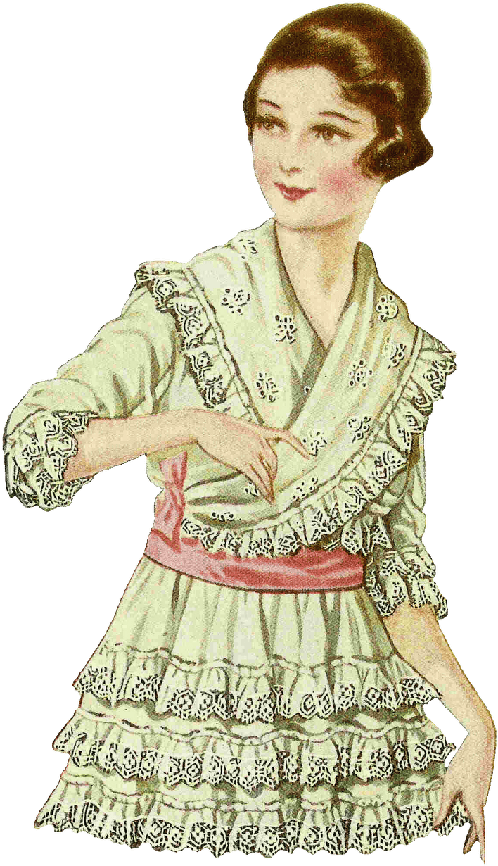 Vintage Girl Illustration - Frilly Clipart (1087x1600), Png Download